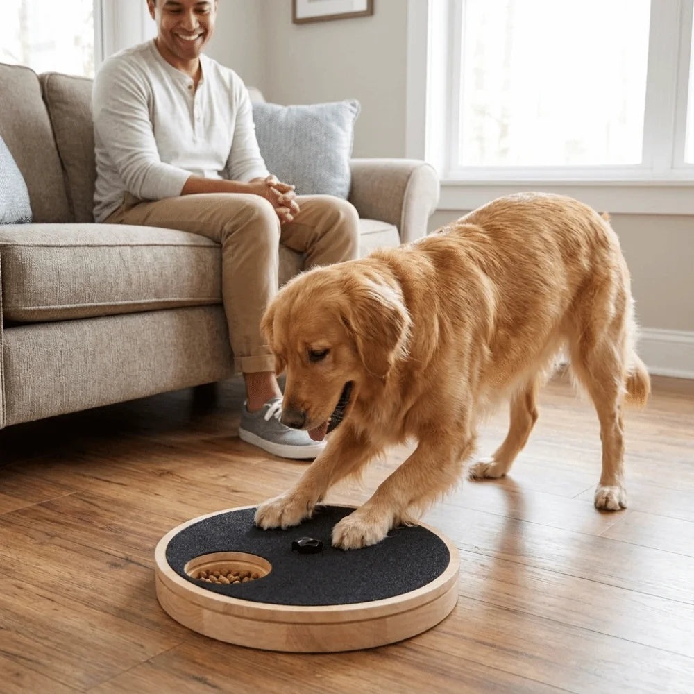 Rotating Dog Scratching Board Round Non-Slip Dog Nail Grinding Pad Wear-resistant with Treat Box Pet Slow Feeding Plate for Dogs