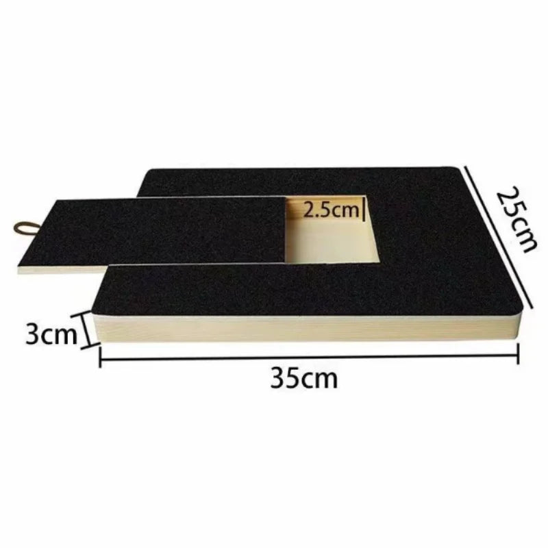 Wooden Pet Scratching Board with Built-in Treat Box Dog Nail Trim Pad Pull-Out Nail Scratch Board Toy Sandpaper Board Scratcher