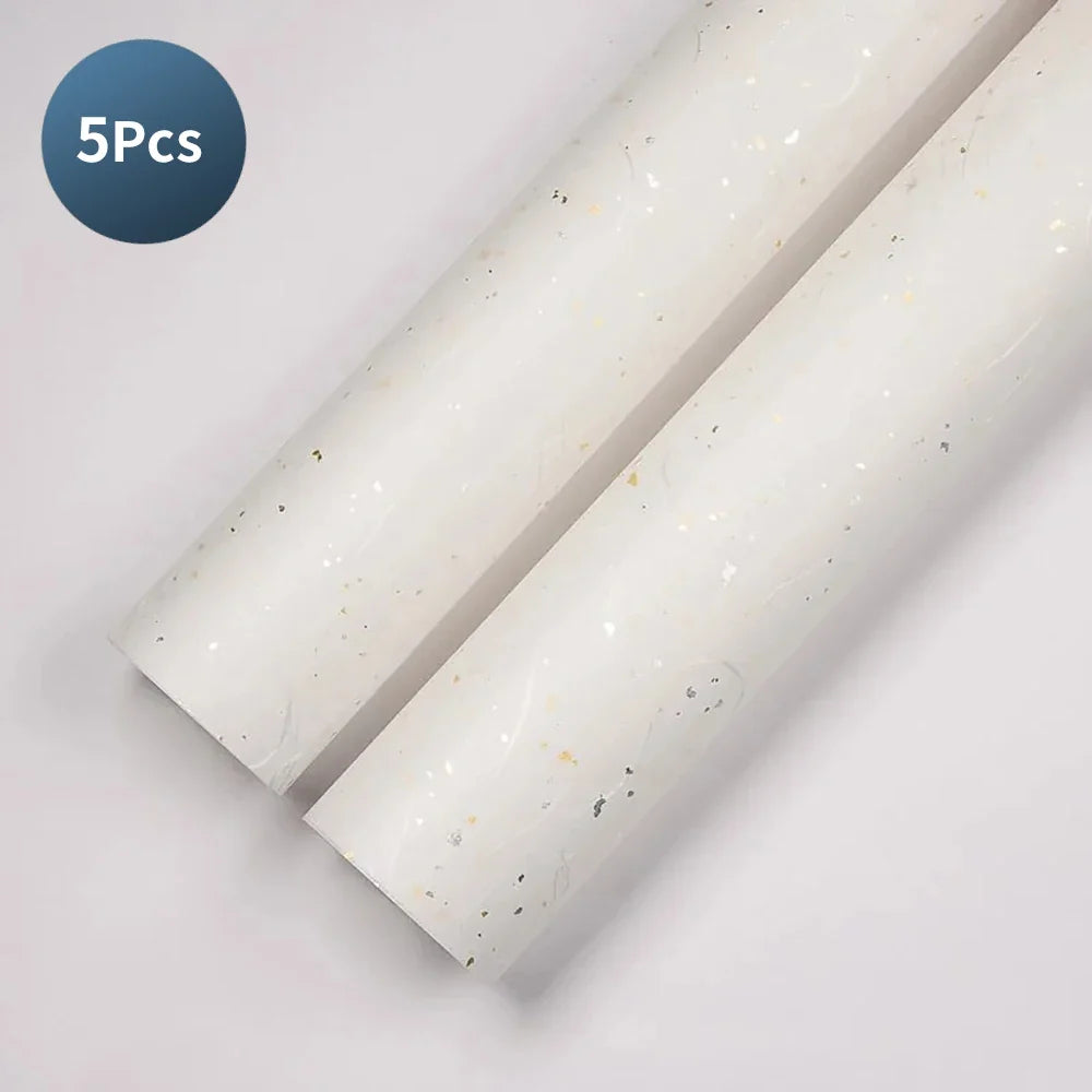 Floral Wrapping Paper Set | 5 Sheets with Gold and Silver Sparkles