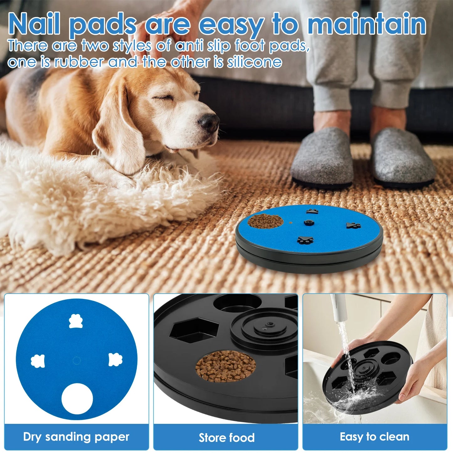 Round Dog Nail Scratch Board 360° Rotating Dog Scratch Pad with Snack Compartments Interactive Pet Toy Pet Supplies Accessories