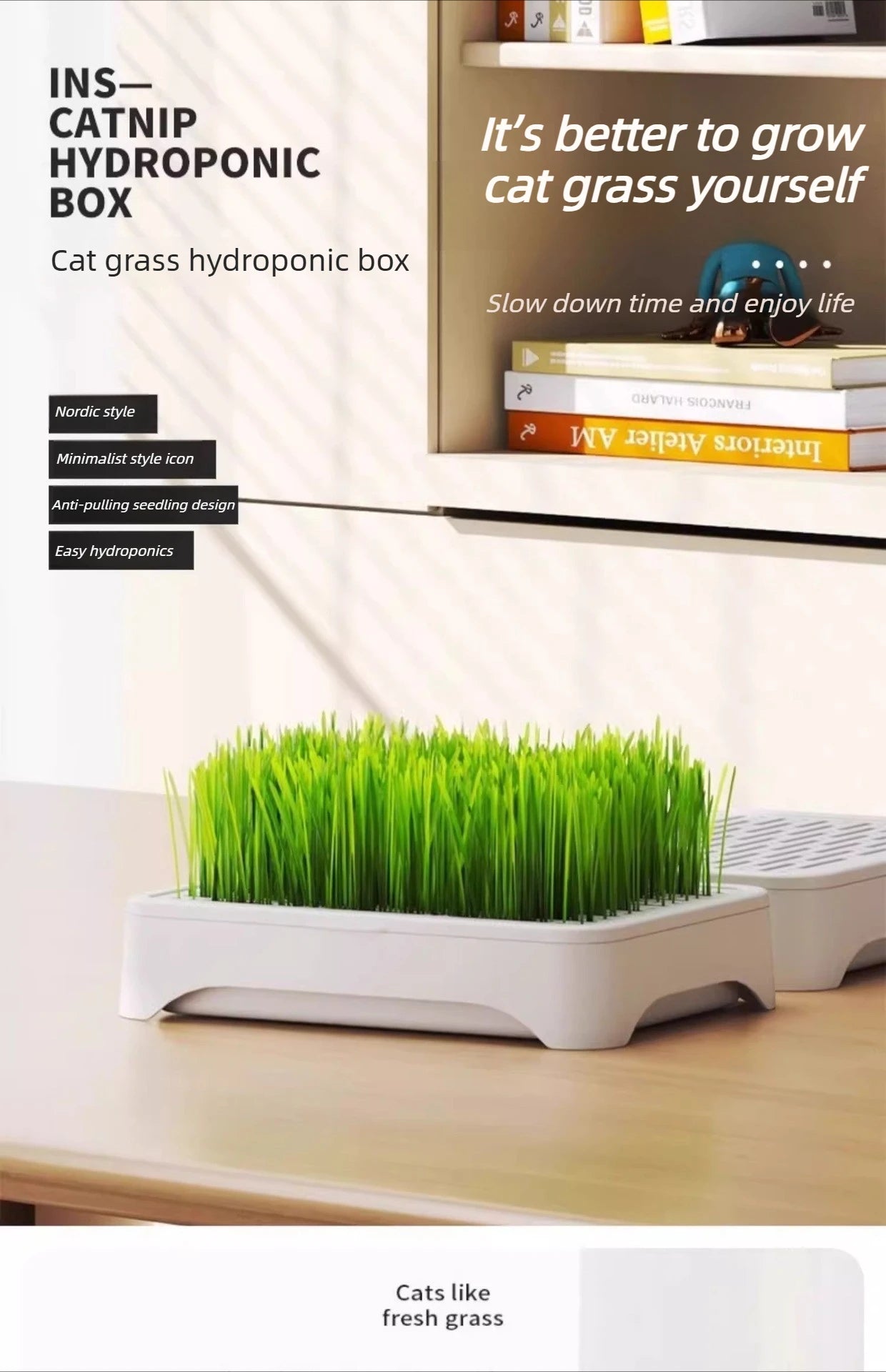 Pet Cat Grass Planting Pot Soilless Hydroponic Wheat Seedling Planter Kit for Kitten Indoor Gardening Horticultural Plant Use