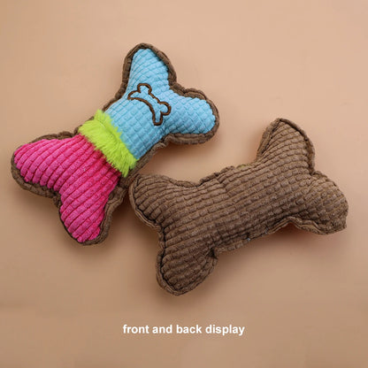 1Pce bite resistant pet sound toy, dog plush bone shaped chew toy, suitable for small and medium-sized puppies