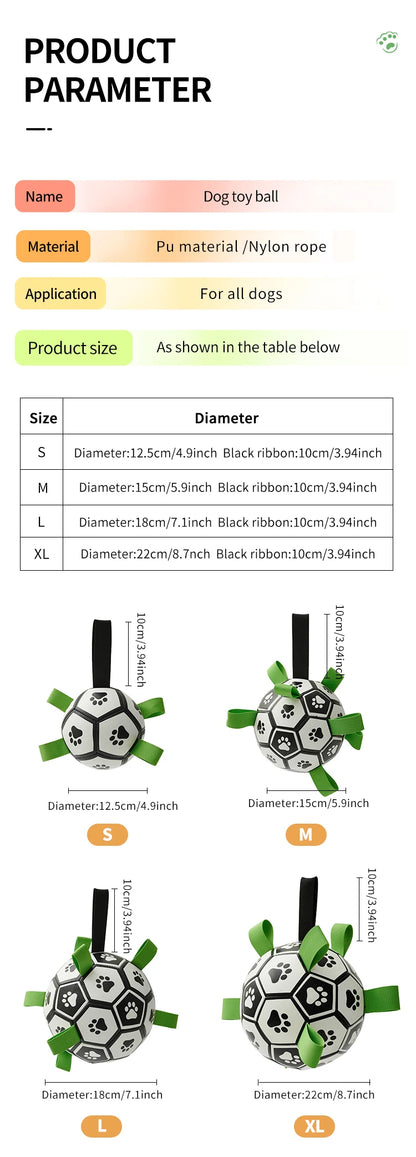 Dog Toys Soccer Ball with Straps, Interactive Dog Toys for Tug of War, Puppy Birthday Gifts, Dog Tug Toy, Dog Water Toy, Durable