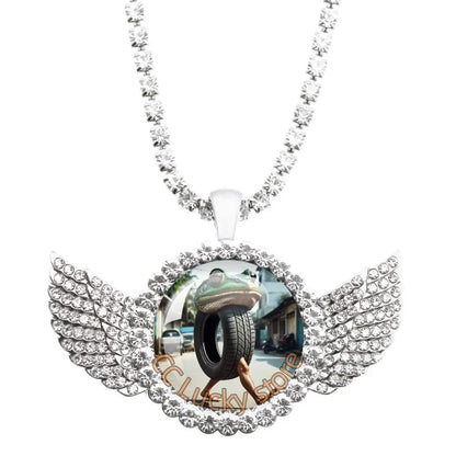 25mm Angel Wing Necklace | Italian Brainrot Pendant Funny Animal Jewelry Gift