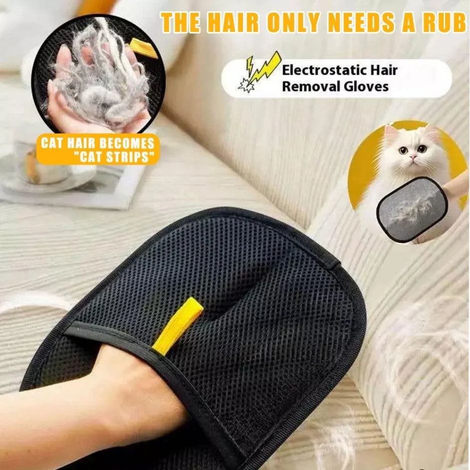 Pet Hair Removal Tool Reusable Static Removal Gloves, Double-Sided Grooming Gloves for Pets Removes Pet Fur Hair for Carpets