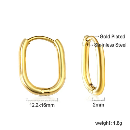 LUXUSTEEL U-Shaped and Geometric Hoop Earrings | Anti-Allergy Stainless Steel Earrings for Women and Men