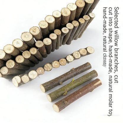 Small Pet Willow Branch Chew Toy, Height, Bendable Design, Dental Care, Natural Nutrients, For Rabbits/Guinea Pigs