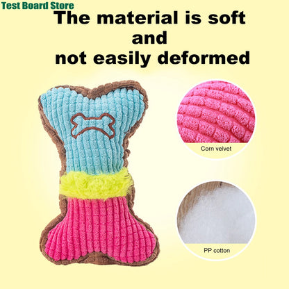 1Pce bite resistant pet sound toy, dog plush bone shaped chew toy, suitable for small and medium-sized puppies