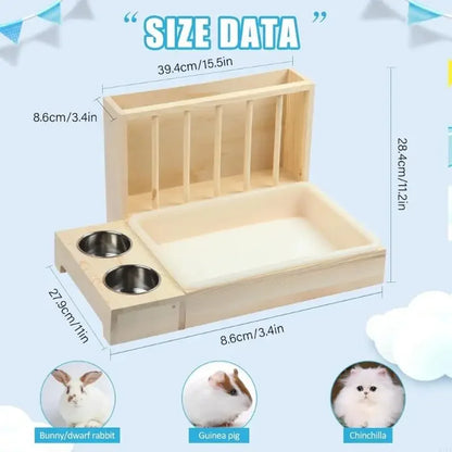 Small Animal Feeders Stable Wooden Frame Compacts Small Animal Feeding Cage for Small Pet Easyly Clean Y5GB