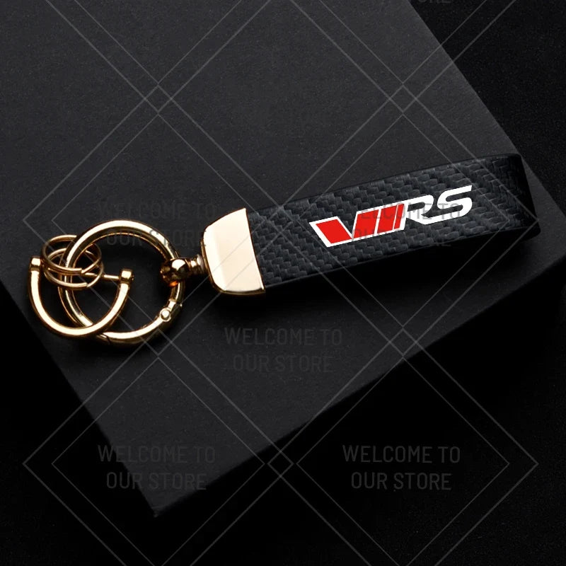 Skoda VRS Carbon Fiber Keychain | Car Emblem Key Ring for Citigo Kodiaq Yeti Rapid Fabia
