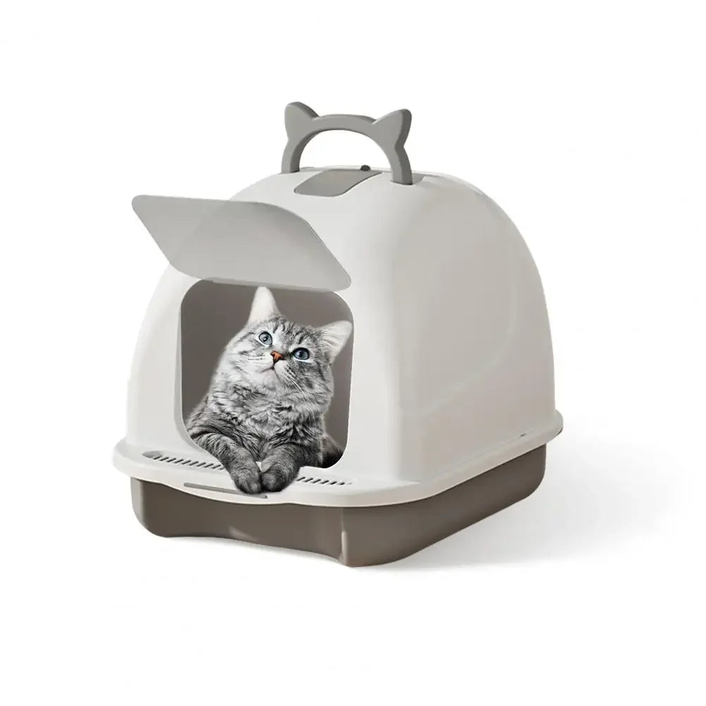 Large Cat Litter Box with Lid Closed Kitten Litter Pan with Litter Scoop Cat Enclosed Toilet Spacious Interior Pet Supplies