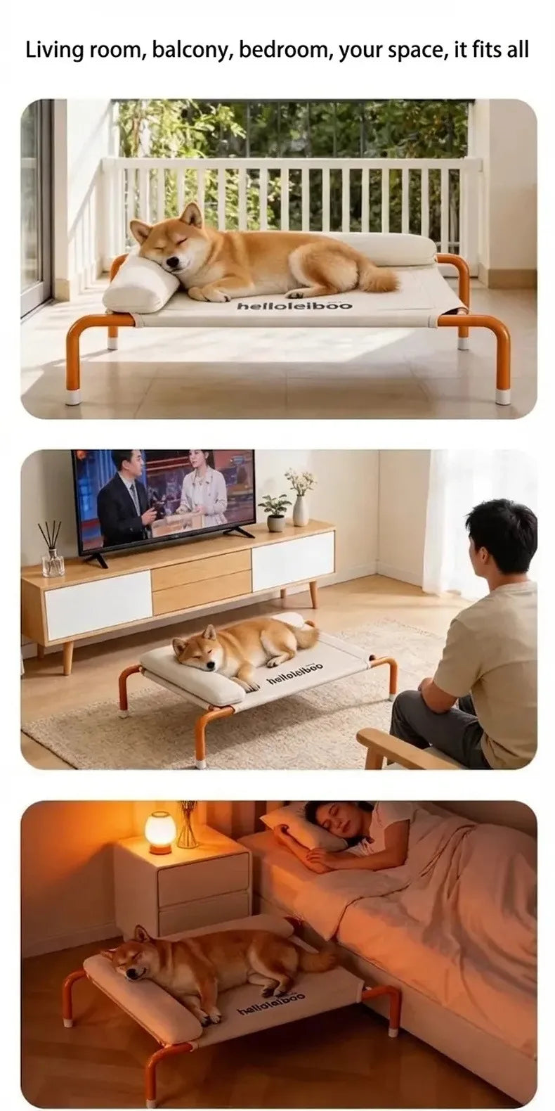 Pet Furniture Mesh Elevated Dog Beds Breathable Removable Raised Dog Bed with Pillow Outside Dog Bed Cat Patio Sunbathing