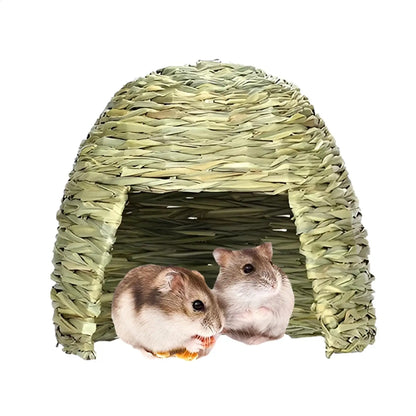 Hamster Grass Cave House For Small Animal Hideouts House Play Cave Habitat Decors For Ferrets Cage Pet Supply