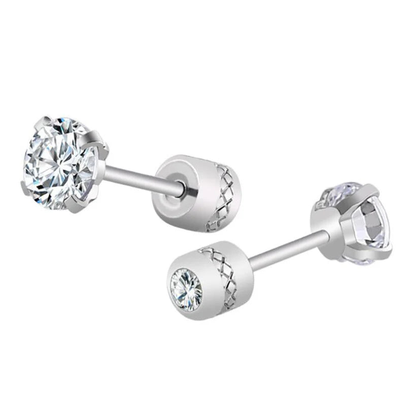 Medical Stainless Steel Crystal Stud Earrings | 2-Piece Tragus Cartilage Earrings for Men and Women