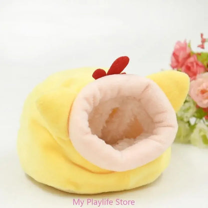 Cute Cartoon Rabbit Squirrel Mini Cage Guinea Pig Nest Small Animal Mice Rat Pet Sleeping Bed Hamster House Winter Warm Soft Mat