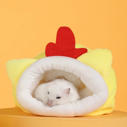 Cute Cartoon Rabbit Squirrel Mini Cage Guinea Pig Nest Small Animal Mice Rat Pet Sleeping Bed Hamster House Winter Warm Soft Mat