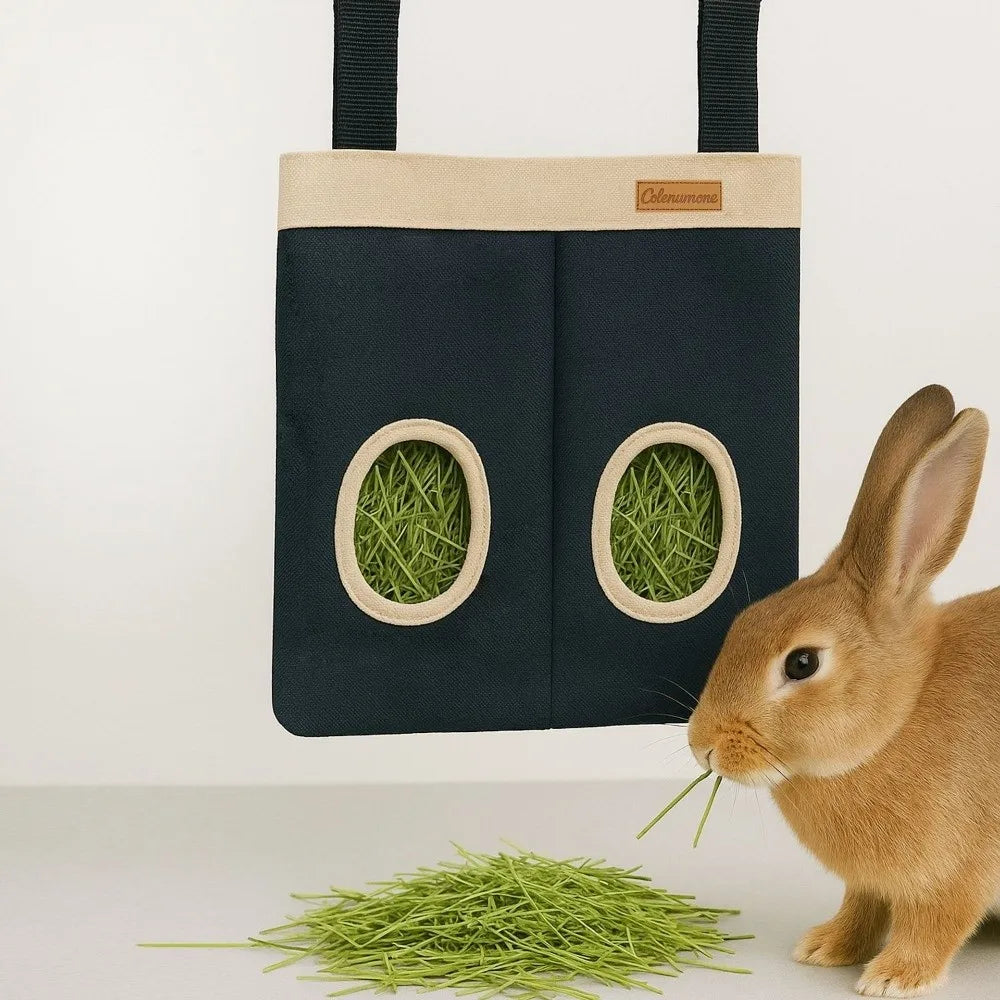 Practical Hanging Rabbit Feed Bag Canvas Eco-Friendly Hay Bag Chew Proof Hay Pouch For Rabbit Dutch Pig