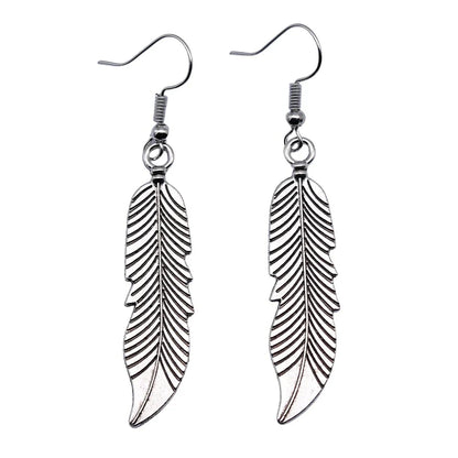 Vintage Feather Dangle Earrings | Boho Drop Earrings for Women