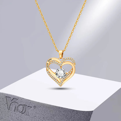 Vnox Heart Birthstone Necklace for Women | I Love You Jewelry Gift for Mom Wife Girlfriend