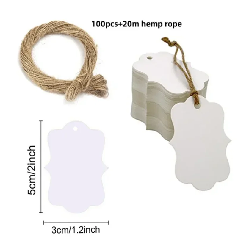 100pcs Kraft Tags with 20m Jute Twine | Handmade Gift Tag Set