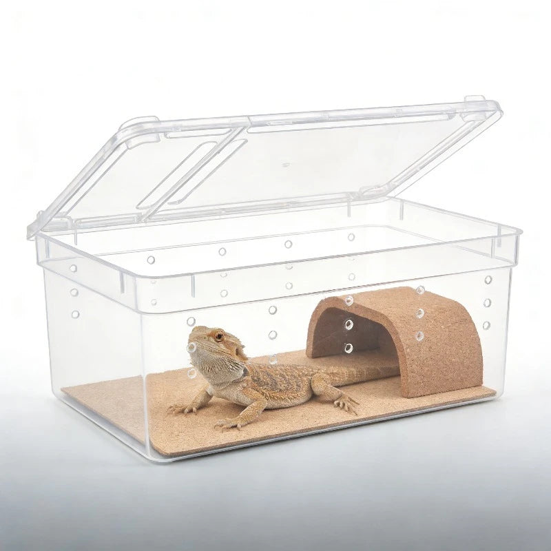 Reptile Breeding Box Terrarium Turtle Tank Silkworm Spider Horned Frog Gecko Lizard Snail Cage Portable Habitat Enclosure