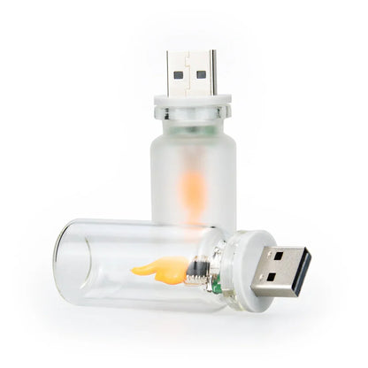 USB LED Flashing Candle Light | 5V Flame Night Light with Frosted Clear Glass and Touch Control