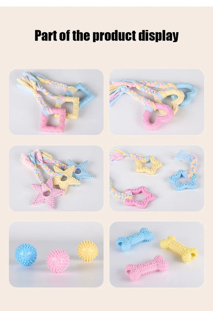 Dog Toys Bichon Frise Teddy Braided Rope Knot Indoor Training Interactive Play Grinding Teeth Cleaning Rubber Pets Toy Supplies