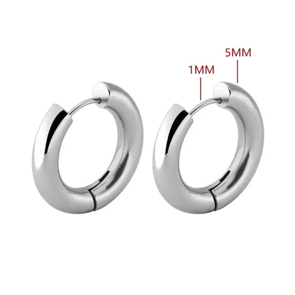 2pc Stainless Steel Small Hoop Earrings | Unisex Punk Hip Hop Huggie Earrings