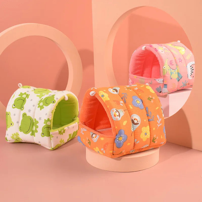 Cute Mini Cage Rabbit Squirrel Winter Warm Cotton Mat Guinea Pig Nest Hamster House Small Animal Sleeping Bed Pet Hanging Cage