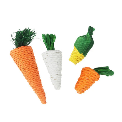 Hamster Rabbit Chew Toy Bite Grind Teeth Corn Carrot Woven Balls Tooth Cleaning