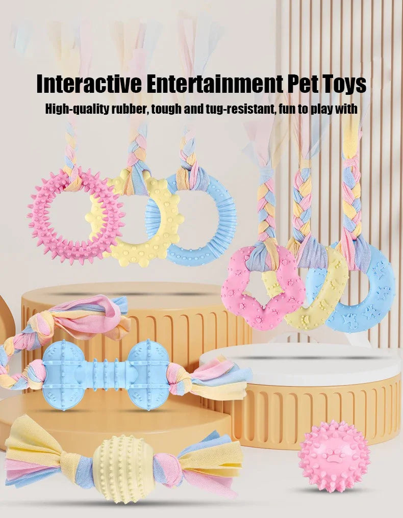 Dog Toys Bichon Frise Teddy Braided Rope Knot Indoor Training Interactive Play Grinding Teeth Cleaning Rubber Pets Toy Supplies