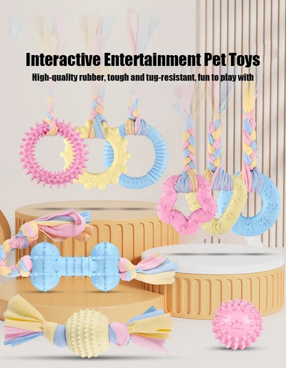Dog Toys Bichon Frise Teddy Braided Rope Knot Indoor Training Interactive Play Grinding Teeth Cleaning Rubber Pets Toy Supplies