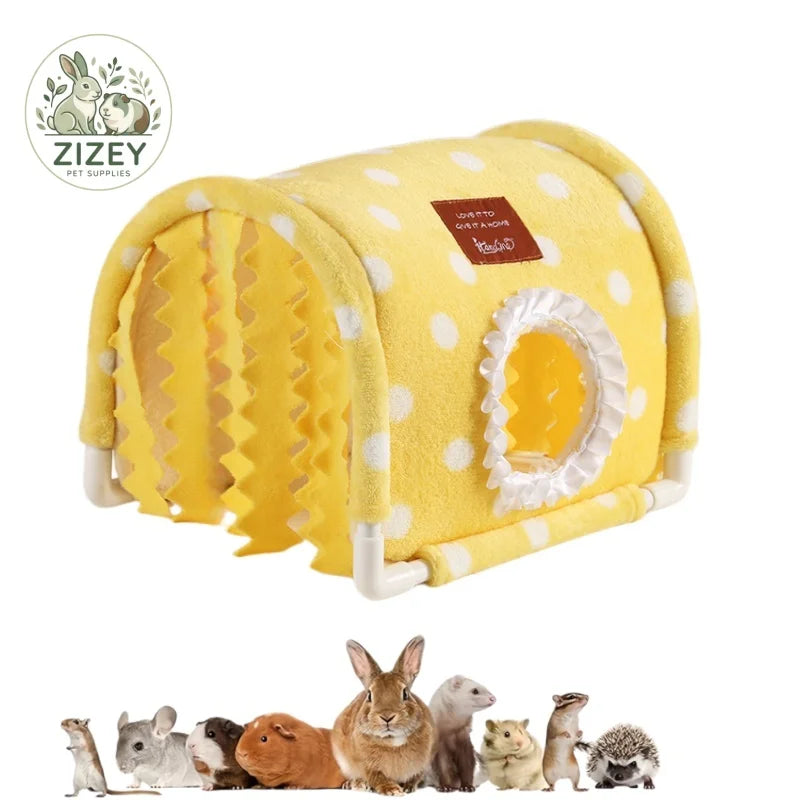 Small Animal Tunnel Hideout Cute Bed Cave Toy for Guinea Pig Rabbit Ferrets Hedgehog Rat Chinchilla Cage Accessory