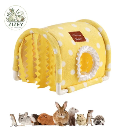 Small Animal Tunnel Hideout Cute Bed Cave Toy for Guinea Pig Rabbit Ferrets Hedgehog Rat Chinchilla Cage Accessory