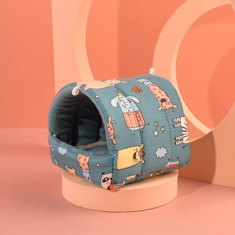 Cute Mini Cage Rabbit Squirrel Winter Warm Cotton Mat Guinea Pig Nest Hamster House Small Animal Sleeping Bed Pet Hanging Cage