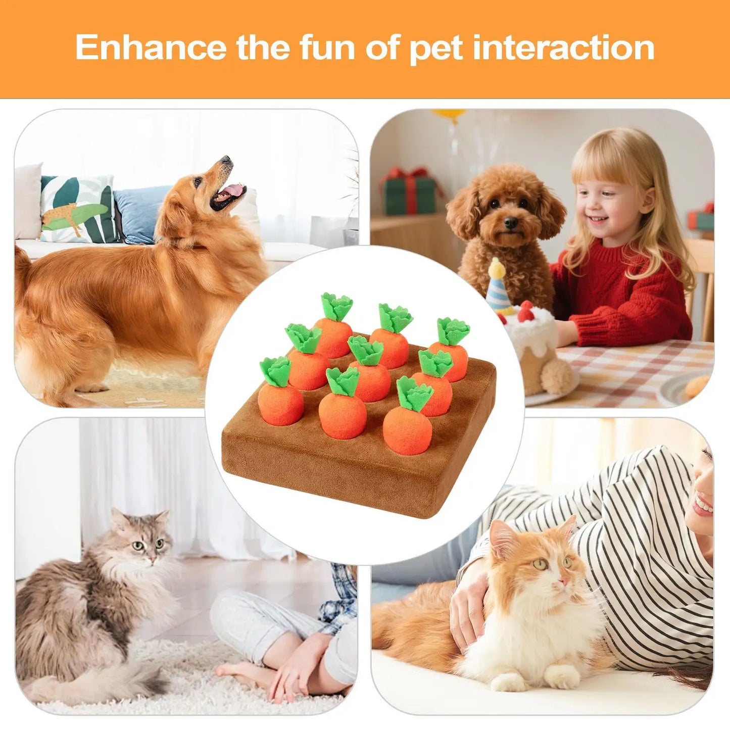 Dog Toys Snuffle Mat for Pet Plush Carrot Toy Mat Innovative Soft Plush Vegetable Field Pull Plush Carrot Dog Interactive Toys