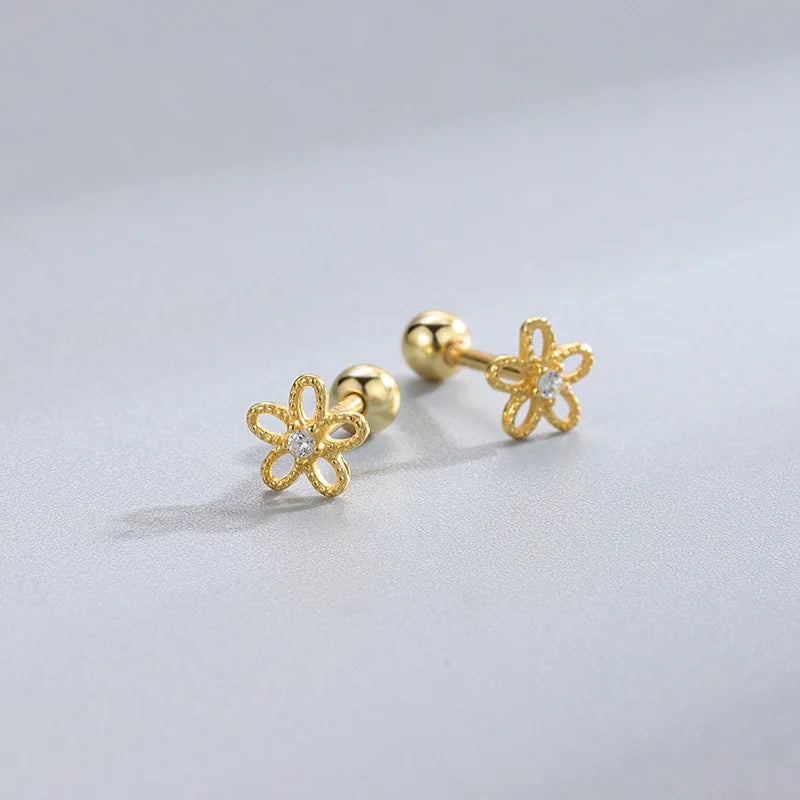 Heart Stud Earrings | Screw Back Cartilage Earrings for Women
