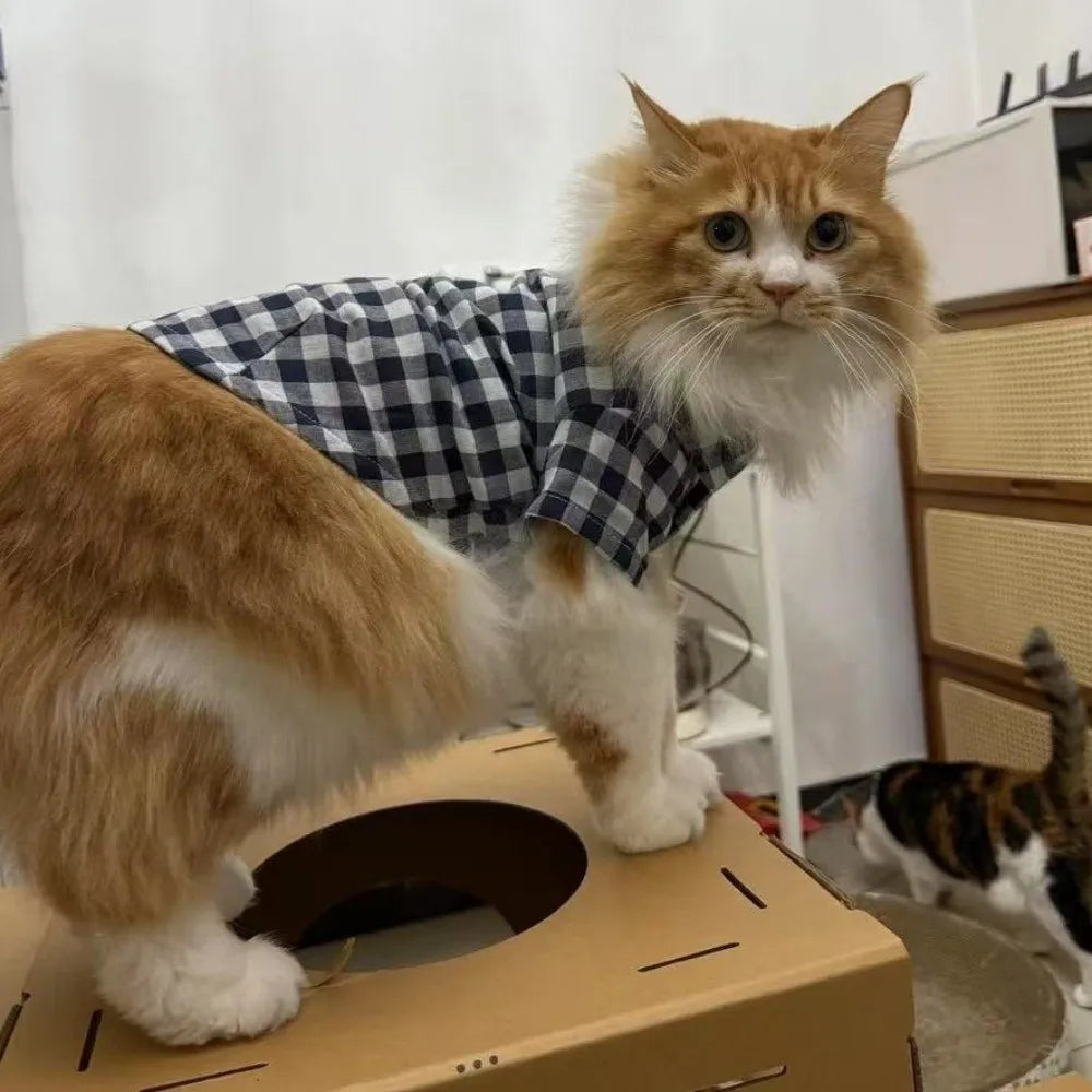 Pet Decoration Comfortable Ins Plaid Shirts Pet Clothing Elegant Fashion Dogs Pajamas Costume Cute Cat Dog Clothes Pet Parties