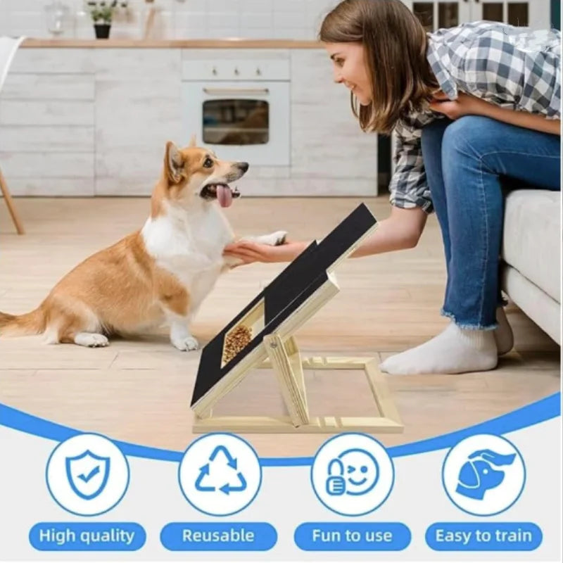 Wooden Pet Scratching Board with Built-in Treat Box Dog Nail Trim Pad Pull-Out Nail Scratch Board Toy Sandpaper Board Scratcher