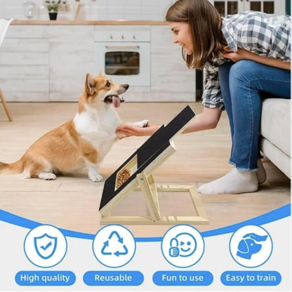 Wooden Pet Scratching Board with Built-in Treat Box Dog Nail Trim Pad Pull-Out Nail Scratch Board Toy Sandpaper Board Scratcher