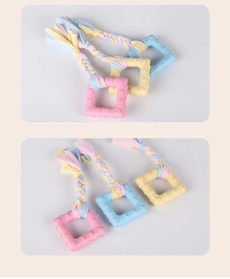 Dog Toys Bichon Frise Teddy Braided Rope Knot Indoor Training Interactive Play Grinding Teeth Cleaning Rubber Pets Toy Supplies