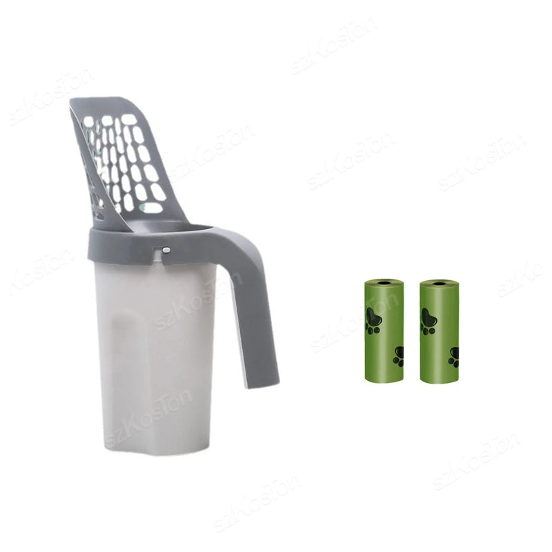 Cat Litter Shovel with Refill Bag For Pet Filter Clean Toilet Garbage Picker Cat Supply Cat Litter Scoop Box Self Cleaning Tools