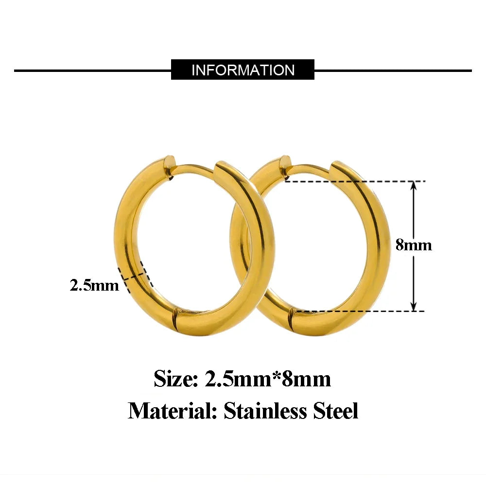 10pc 18K PVD Gold Plated Hoop Earrings Set | Unisex Punk Hip Hop Jewelry