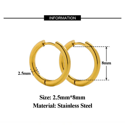 10pc 18K PVD Gold Plated Hoop Earrings Set | Unisex Punk Hip Hop Jewelry