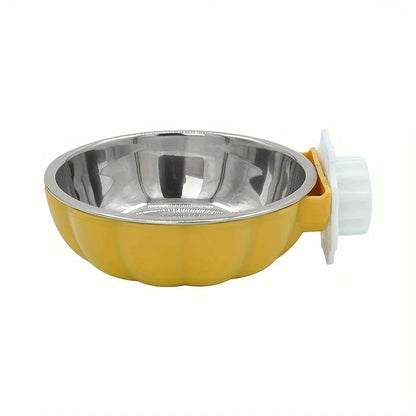 Pumpkin Shaped Small Pet Food and Water Bowl, Movable and Lifting Pet Carrier Bowl Pet Feeding Supplies