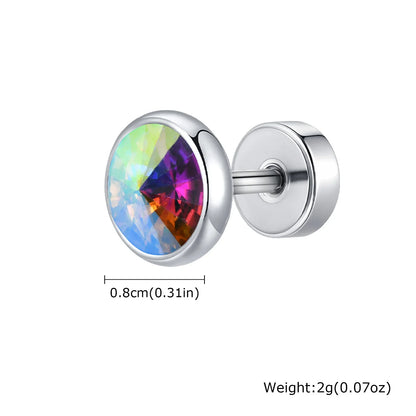 Anti Allergy Round Zircon Stud Earring for Men | AAA CZ Stainless Steel Hip Hop Classic Jewelry