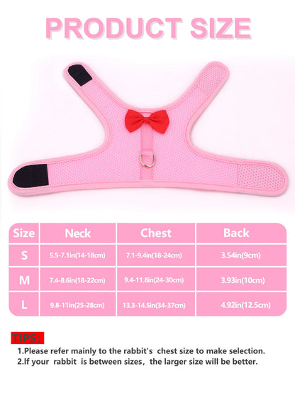 Rabbit Harness Soft Mesh Small Pet No Pull Comfort Padded Vest for Bunny Guinea Pigs Squirrels and Other Small Animal