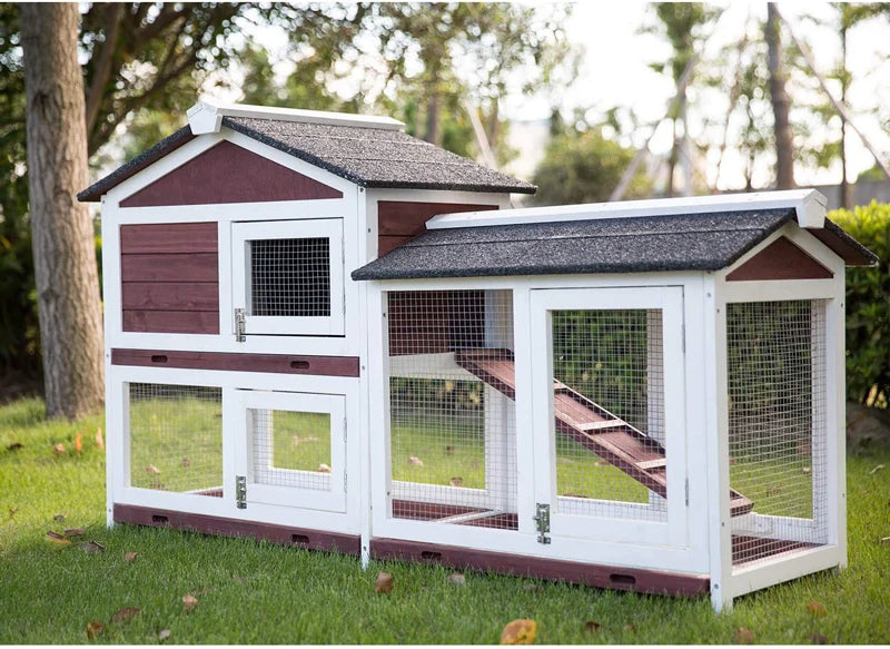 Outdoor Solid Wood Large Pet House Bamboo Rabbit House Cages Coop Wooden Rabbits Hutch