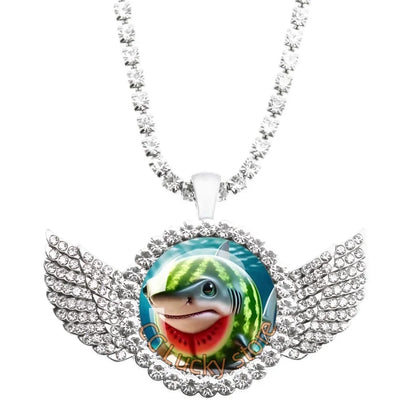 25mm Angel Wing Necklace | Italian Brainrot Pendant Funny Animal Jewelry Gift