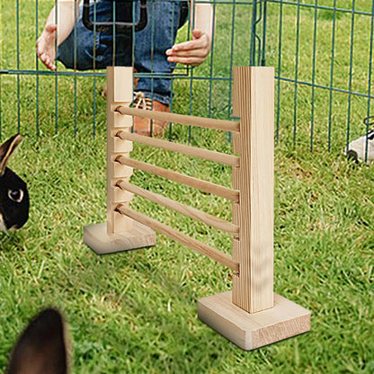 Rabbit Exercise Obstacle Wooden Bunny Agility Equipment Adjustable Height Small Animal Toy Training Games for Pet Habitat Ferret